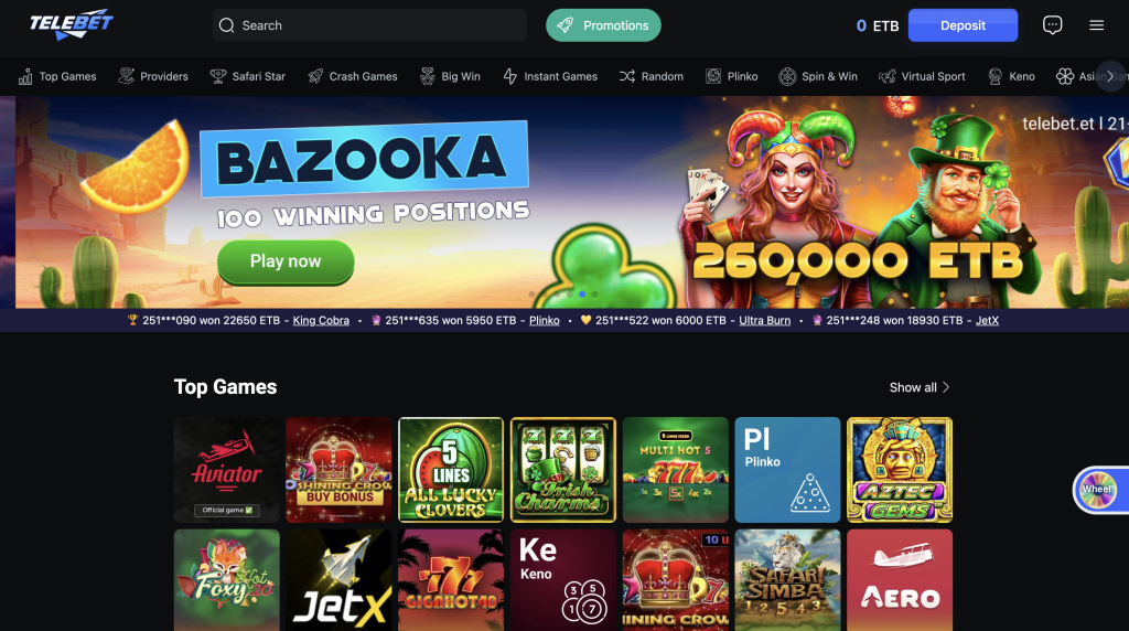 Telebet Casino Home Page