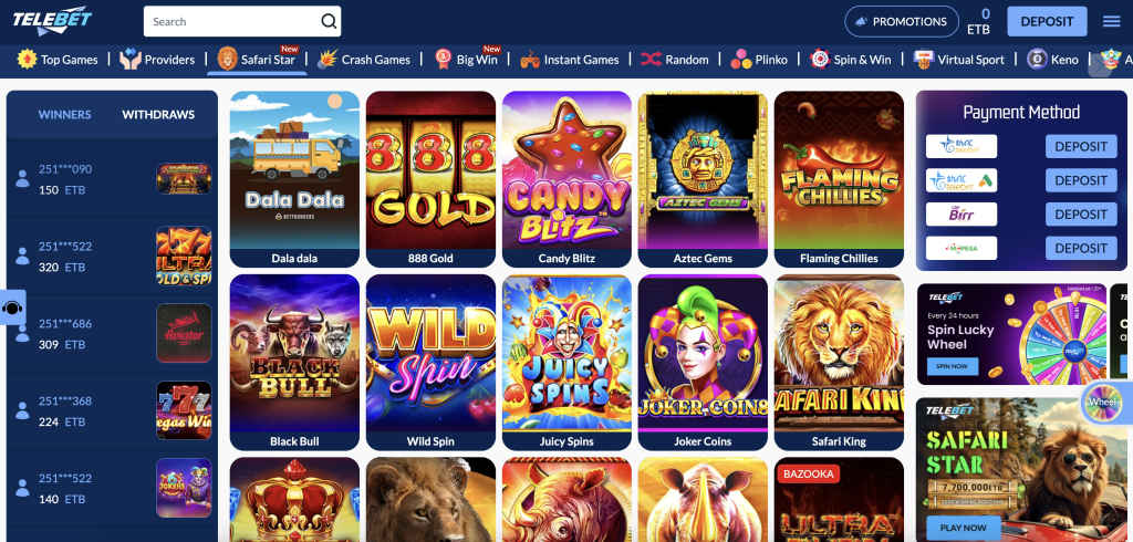 Telebet Safari Star Page