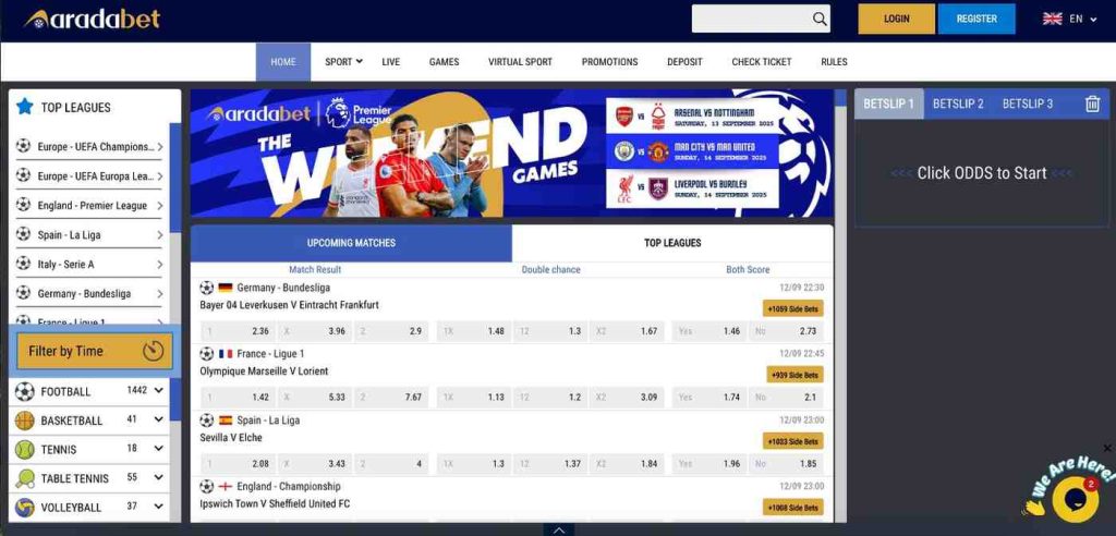 Arada Bet homepage Image - Afrika Bet Review