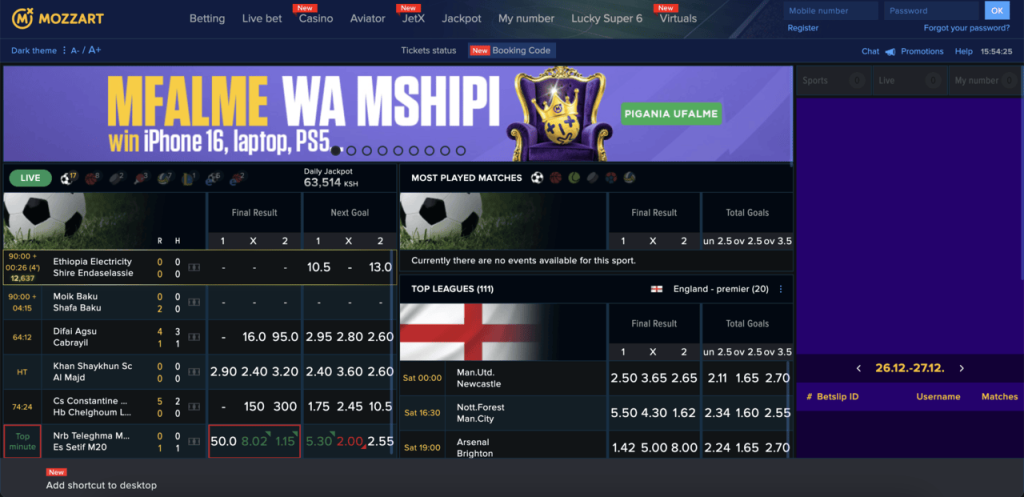 Mozzart Kenya Homepage Image