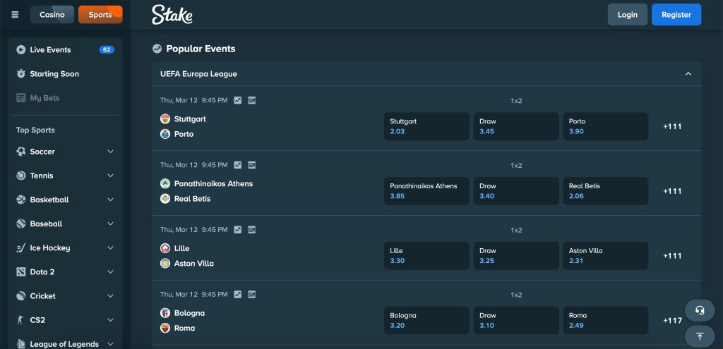 Stake Online Casino Betting