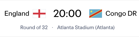 England VS DR Congo