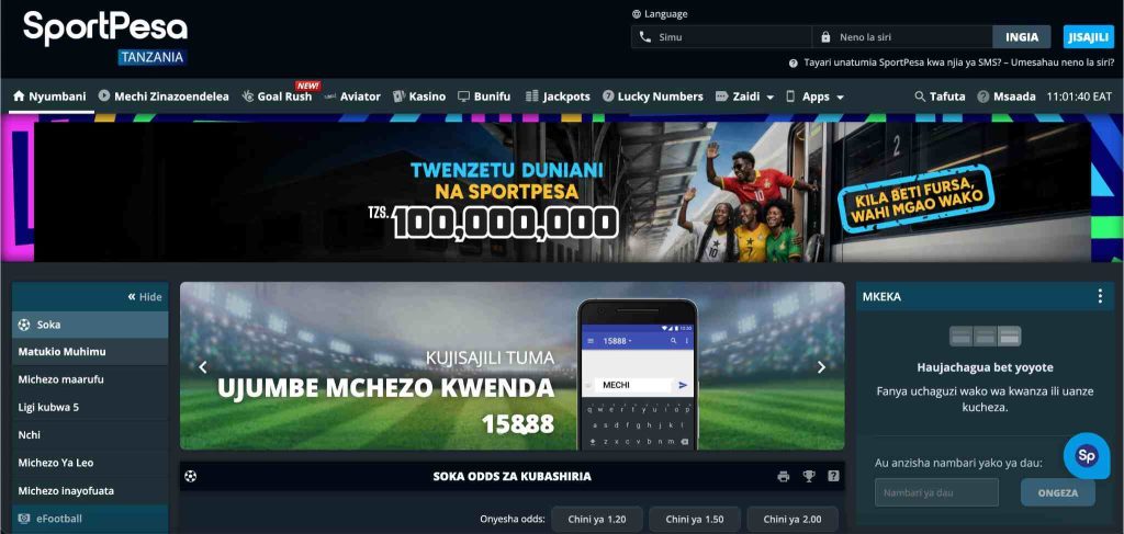 SportPesa Review homepage - Afrika Bet