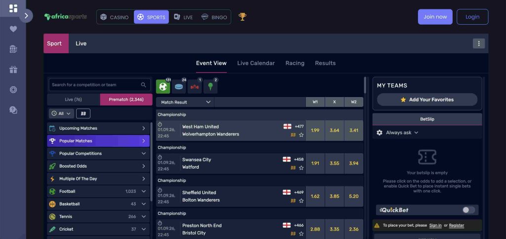 africasports casino homepage - Afrika Bet Review